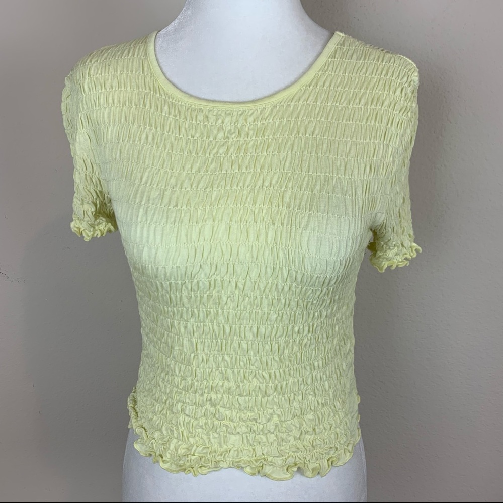 ❌ASOS Miss Selfridge Yellow Smocked Crop Top Size 6 - Picture 4 of 6